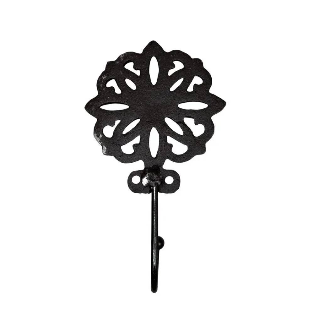 Cast Iron Flower Hook Rustic Cabin Cottage Farmhouse Western Granny